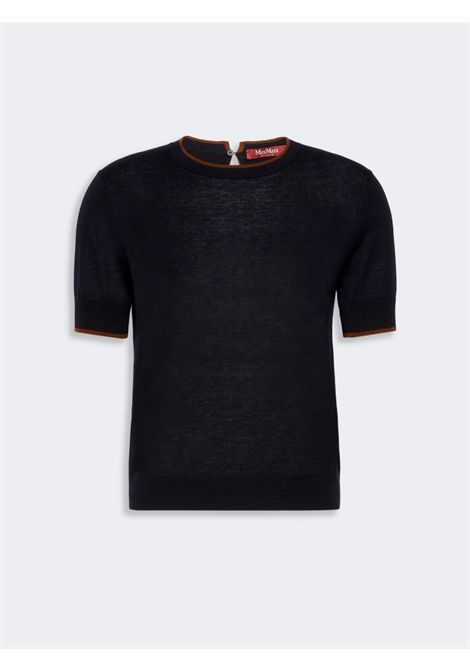 Max Mara Studio Women's MSTAGENDA Navy Blue Silk and Wool Short-Sleeve Knit Max Mara Studio |  | 2626366081600014
